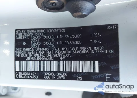 2017 Toyota 4Runner Limited from USA, damaged, VIN JTEBU5JRXH5463202